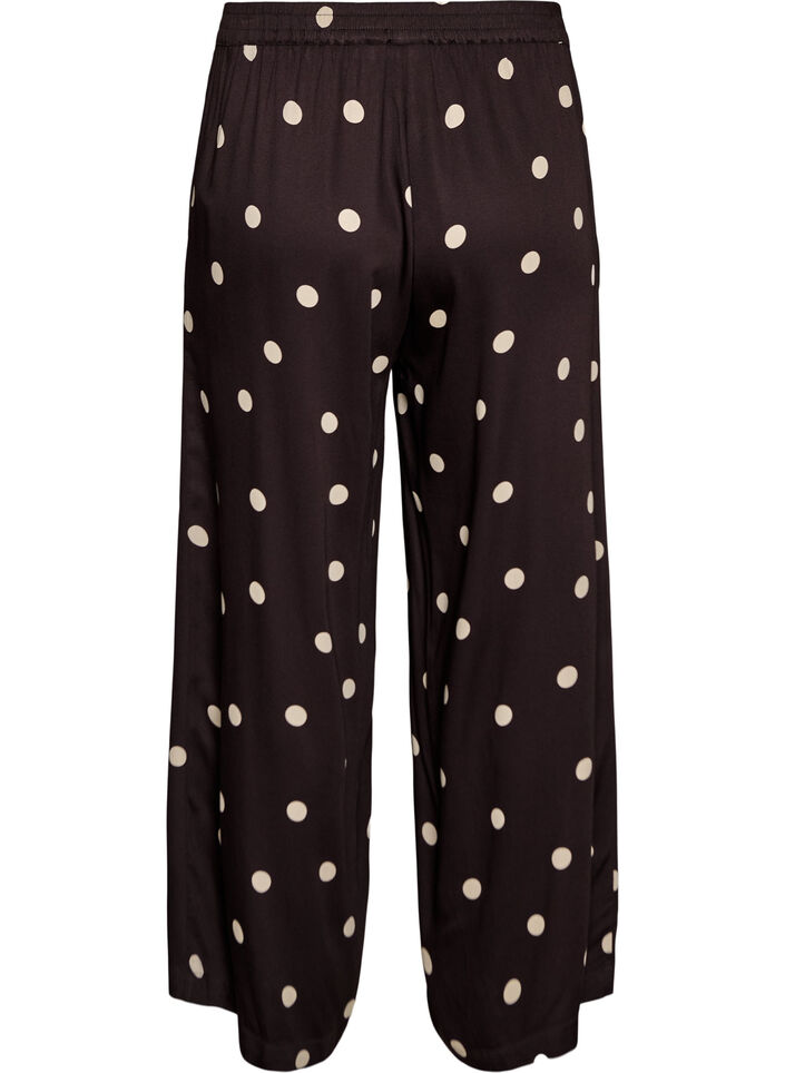Viscose broek met stippen en wijde pijpen, Bruin, Packshot image number 1