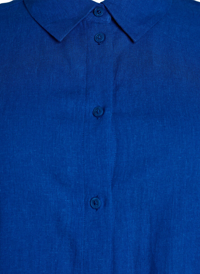 Shirt met korte mouwen in linnen en viscose, Blauw, Packshot image number 2