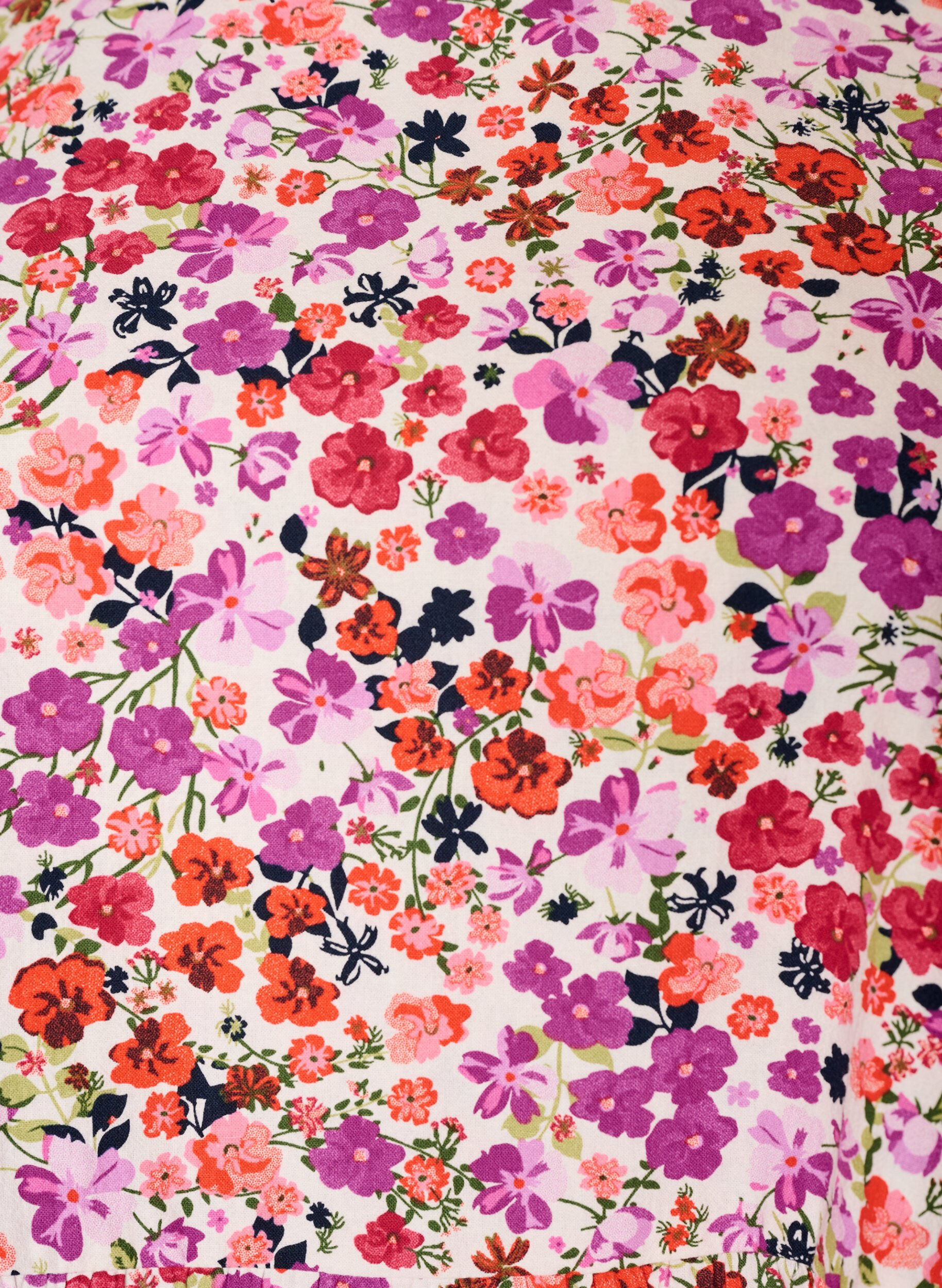 ZizziRobe fleurie en coton avec volants et col en V, Rose, Packshot image number 2