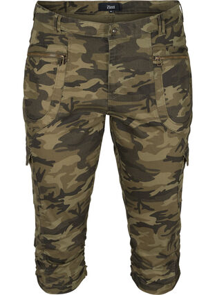 Nauwsluitende capri jeans met camouflage print, Ivy Green/Camou, Packshot image number 0