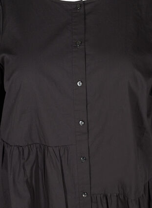 Robe chemise en coton à manches bouffantes, Black, Packshot image number 2