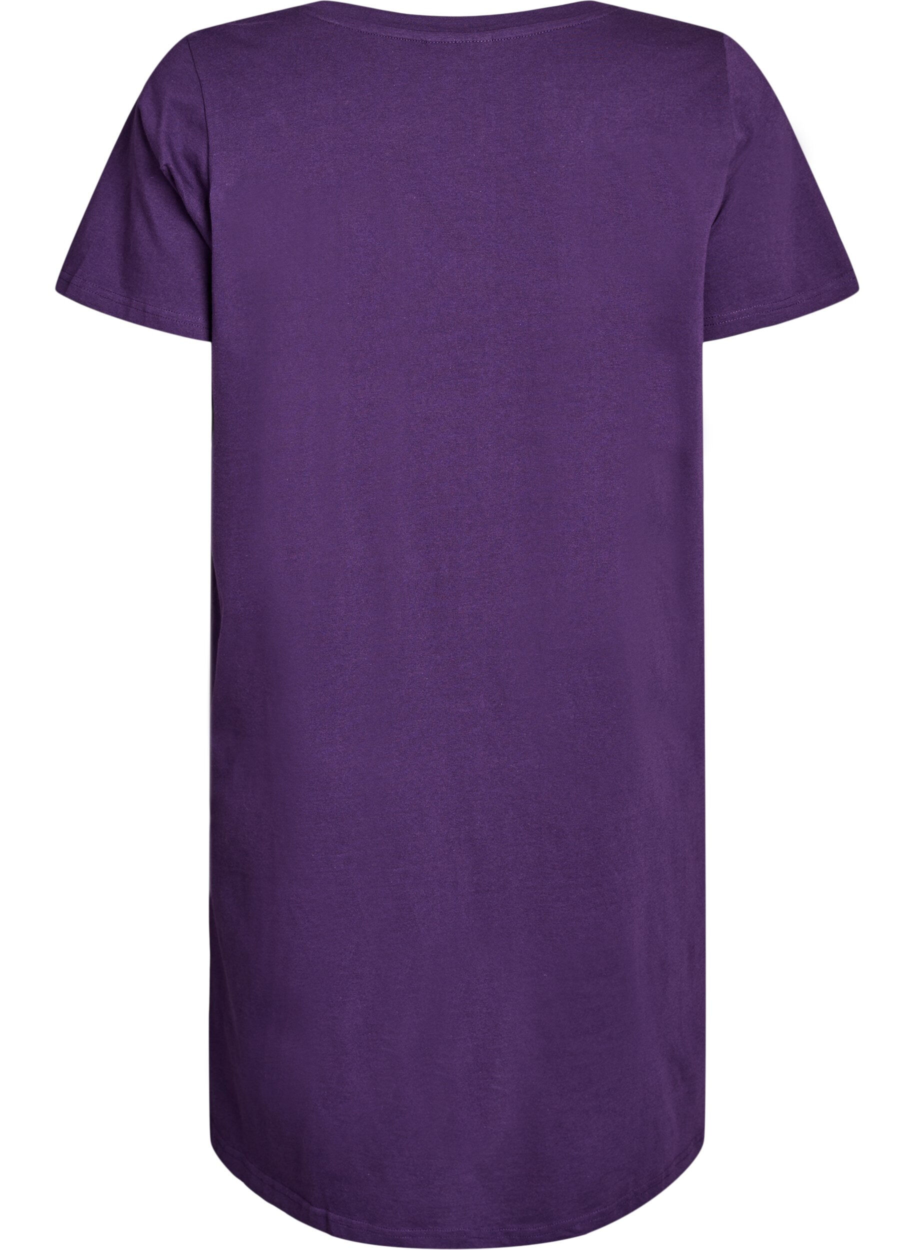 Zizzi Chemise de nuit en coton biologique et &agrave; col en V, Violet, Packshot image number 1