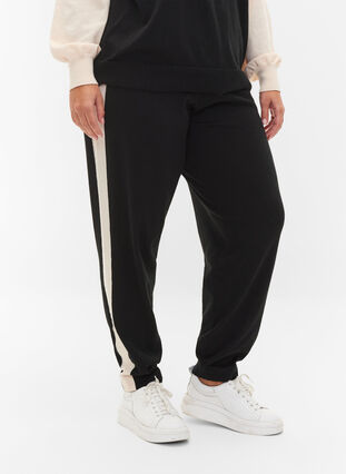 Pantalon en maille avec colorblock, Black Comb, Model image number 2