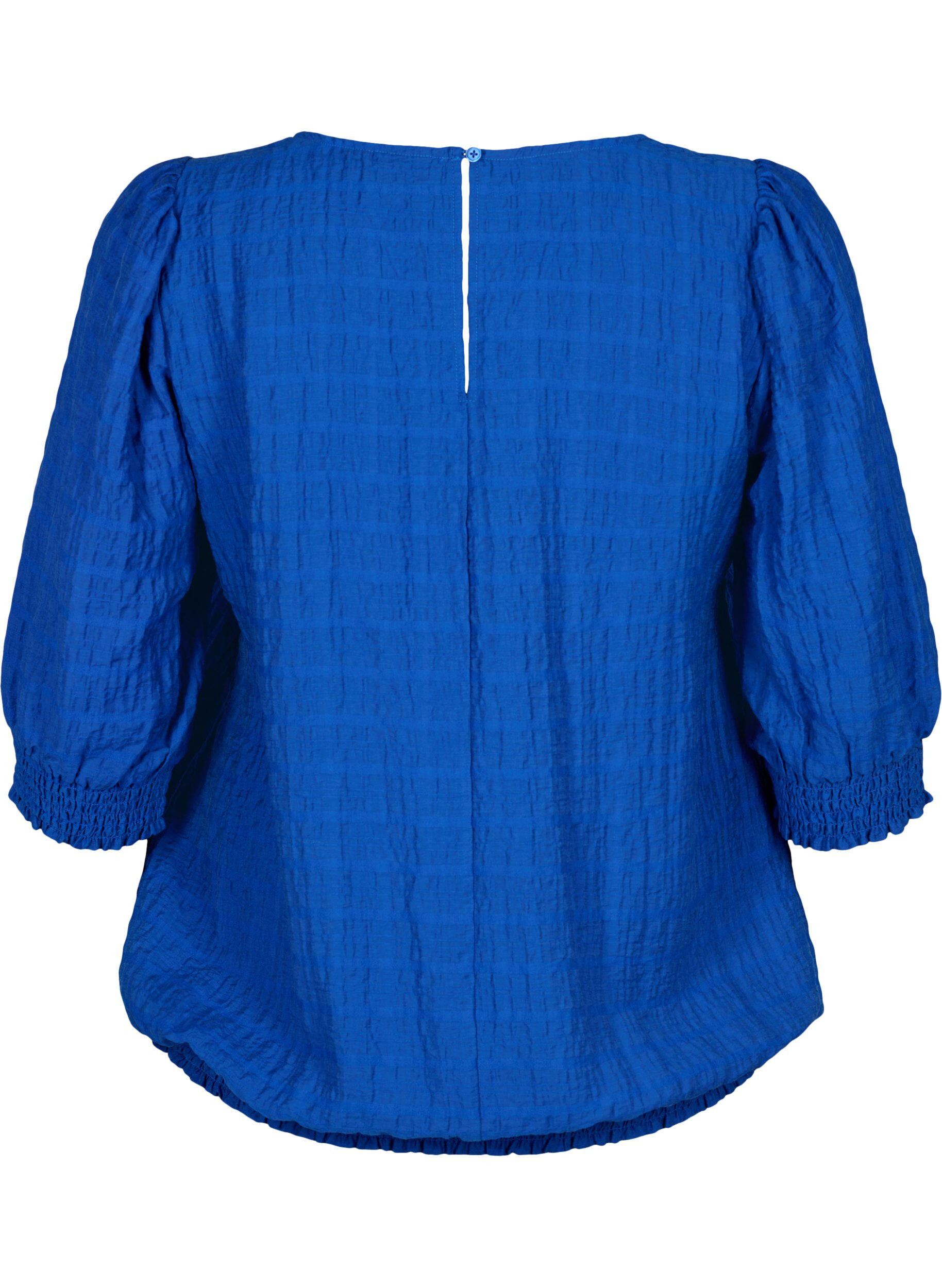 ZizziSmock blouse met lyocell (TENCEL&trade;), Strong Blue, Packshot image number 1