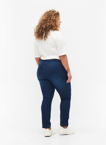 Slim fit Emily jeans met normale taille, Blue denim, Model image number 1