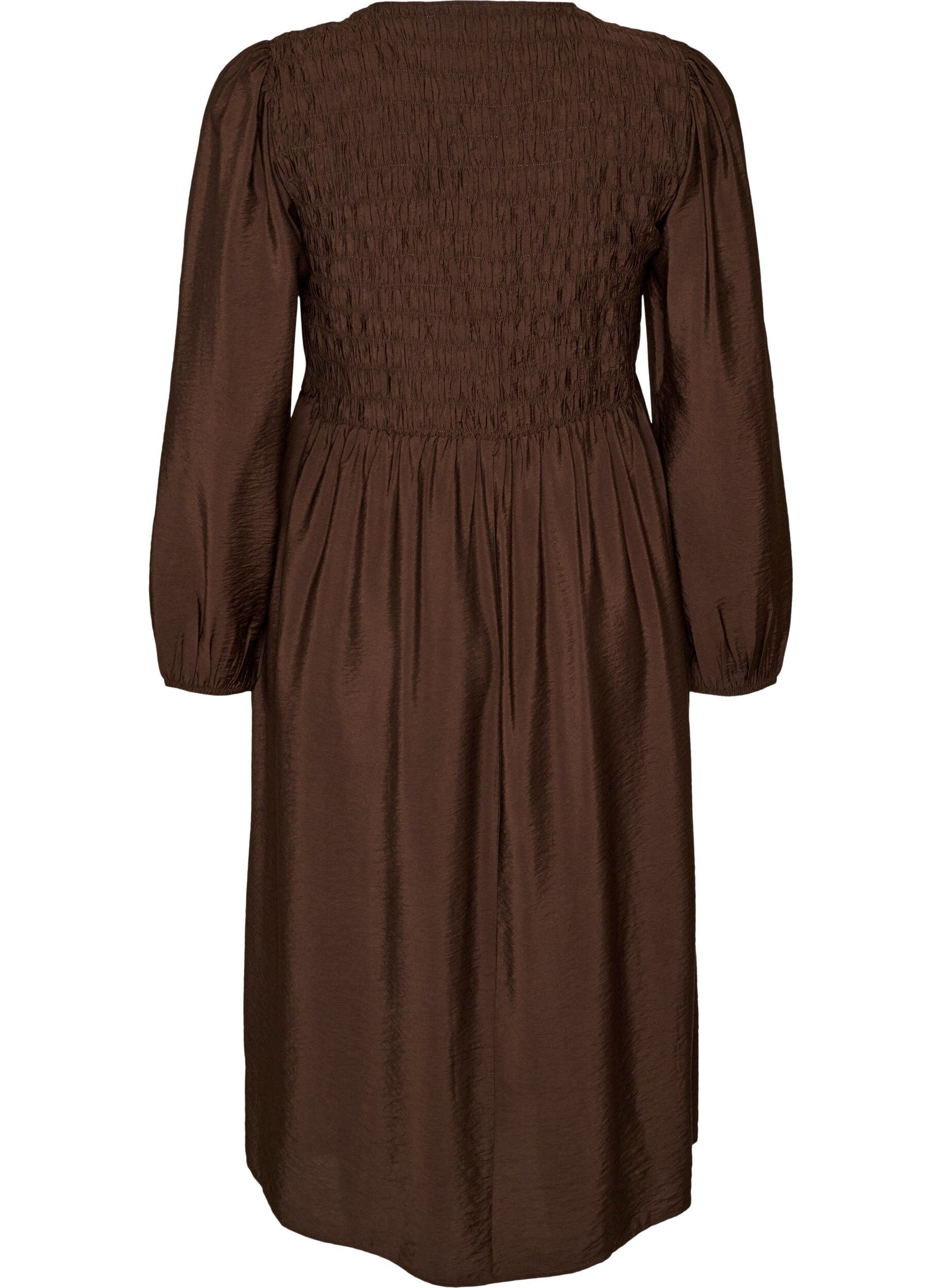 ZizziRobe midi en viscose avec smocks, Marron, Packshot image number 1