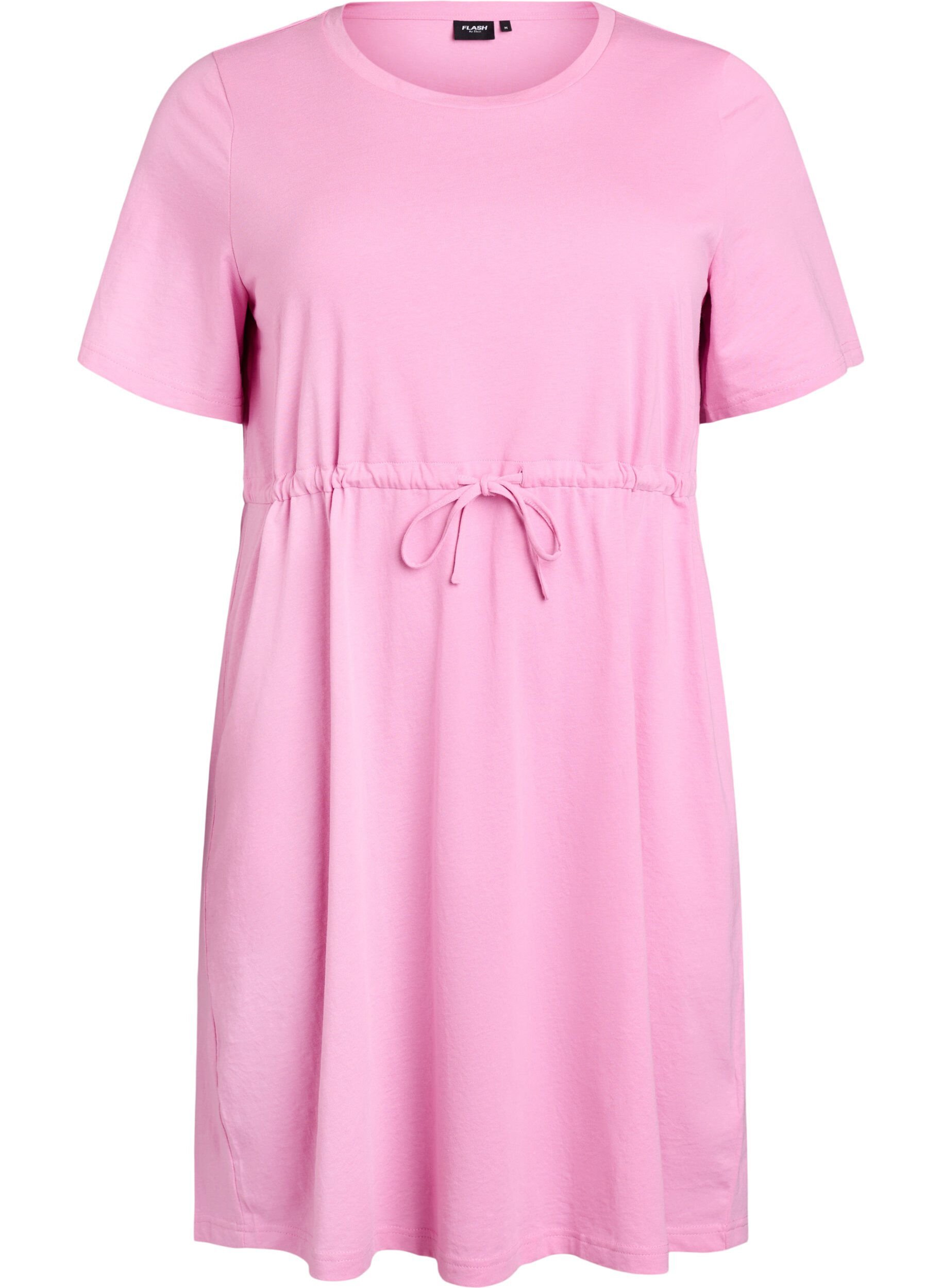 Zizzi FLASH - Robe t-shirt courte avec ceinture &agrave; nouer, Rose, Packshot image number 0