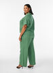High-waist katoenen mousseline broek met losse pijpen, Groen, Model image number 1