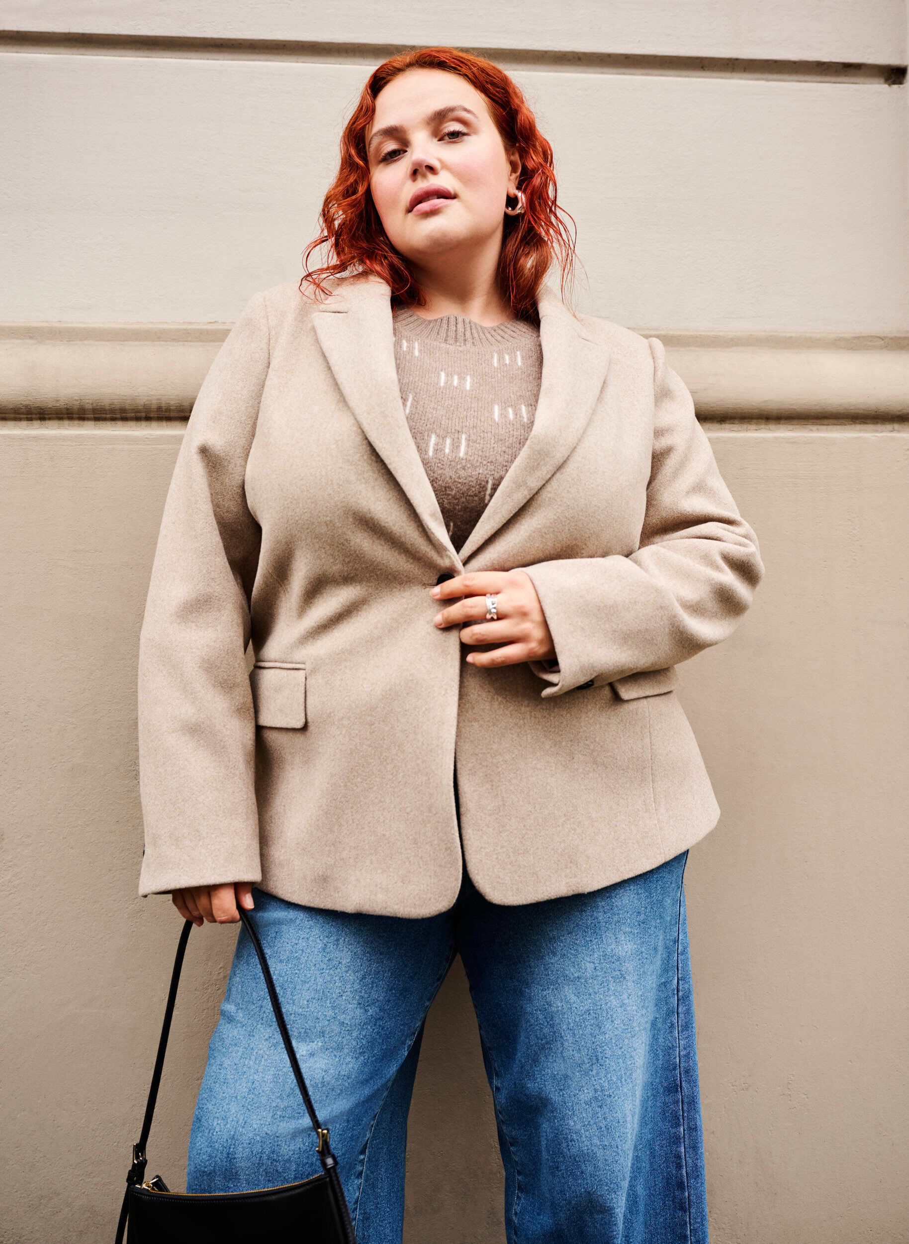 ZizziGem&ecirc;leerde blazer met split, Pumice Stone Mel., Image image number 0