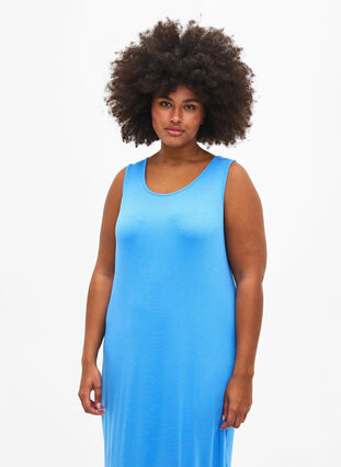 Mouwloze, geribde jurk van viscose, Marina, Model image number 2