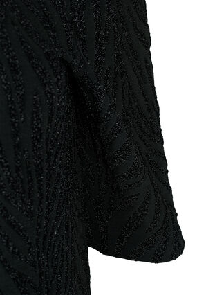 Gedessineerde jurk met glitter en korte mouwen, Black/Black Lurex, Packshot image number 3