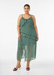 Chiffon jurk met asymmetrische ruches, Groen, Model image number 0