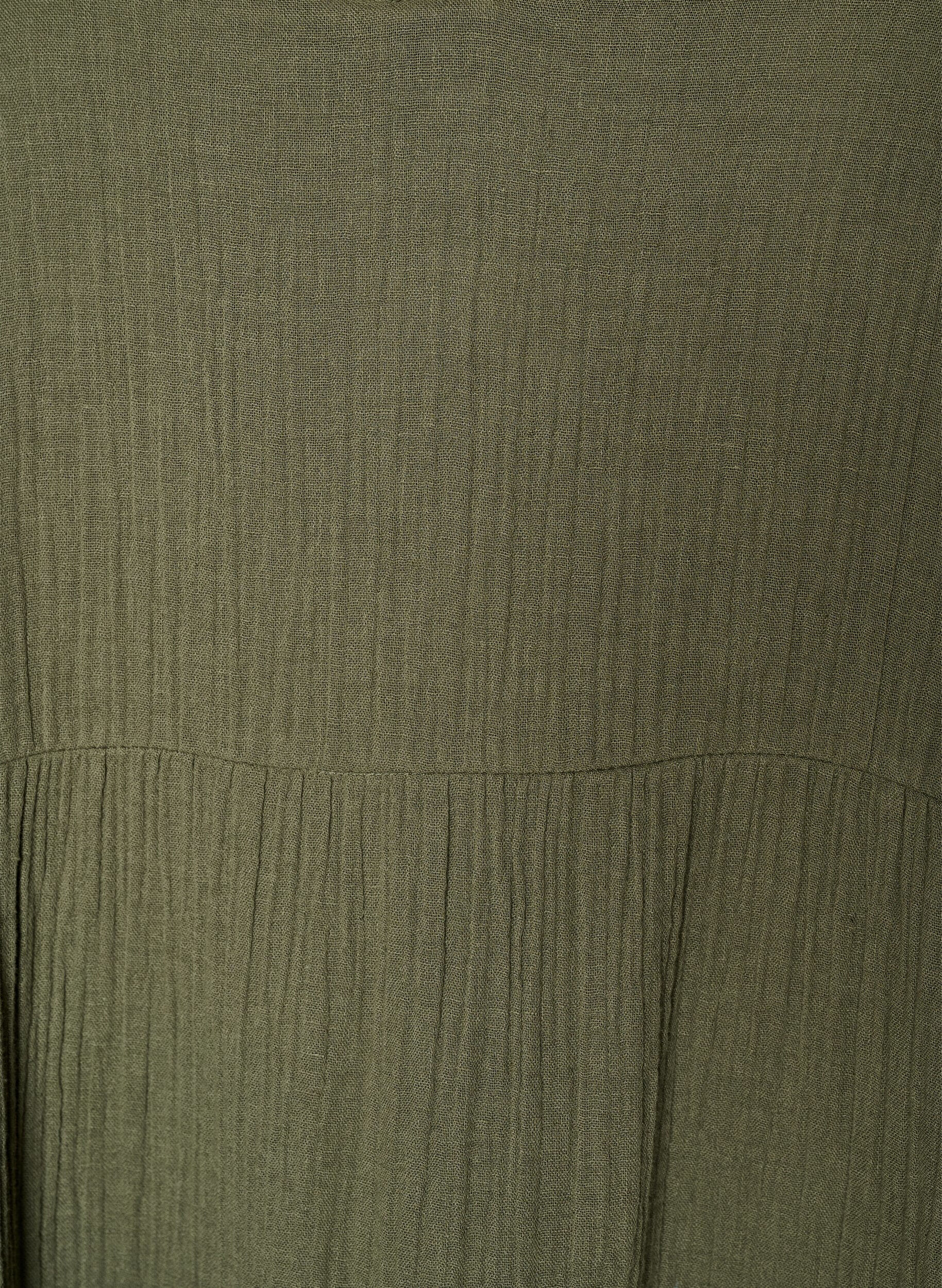 ZizziRobe midi coupe &eacute;vas&eacute;e en mousseline de coton, Vert, Packshot image number 2