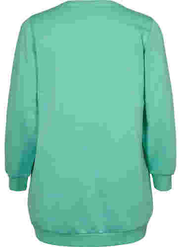 Sweat-shirt long avec imprimé de texte, Neptune Green , Packshot image number 1