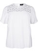Blouse van viscose met korte mouwen en kant detail, Bright White, Packshot image number 0