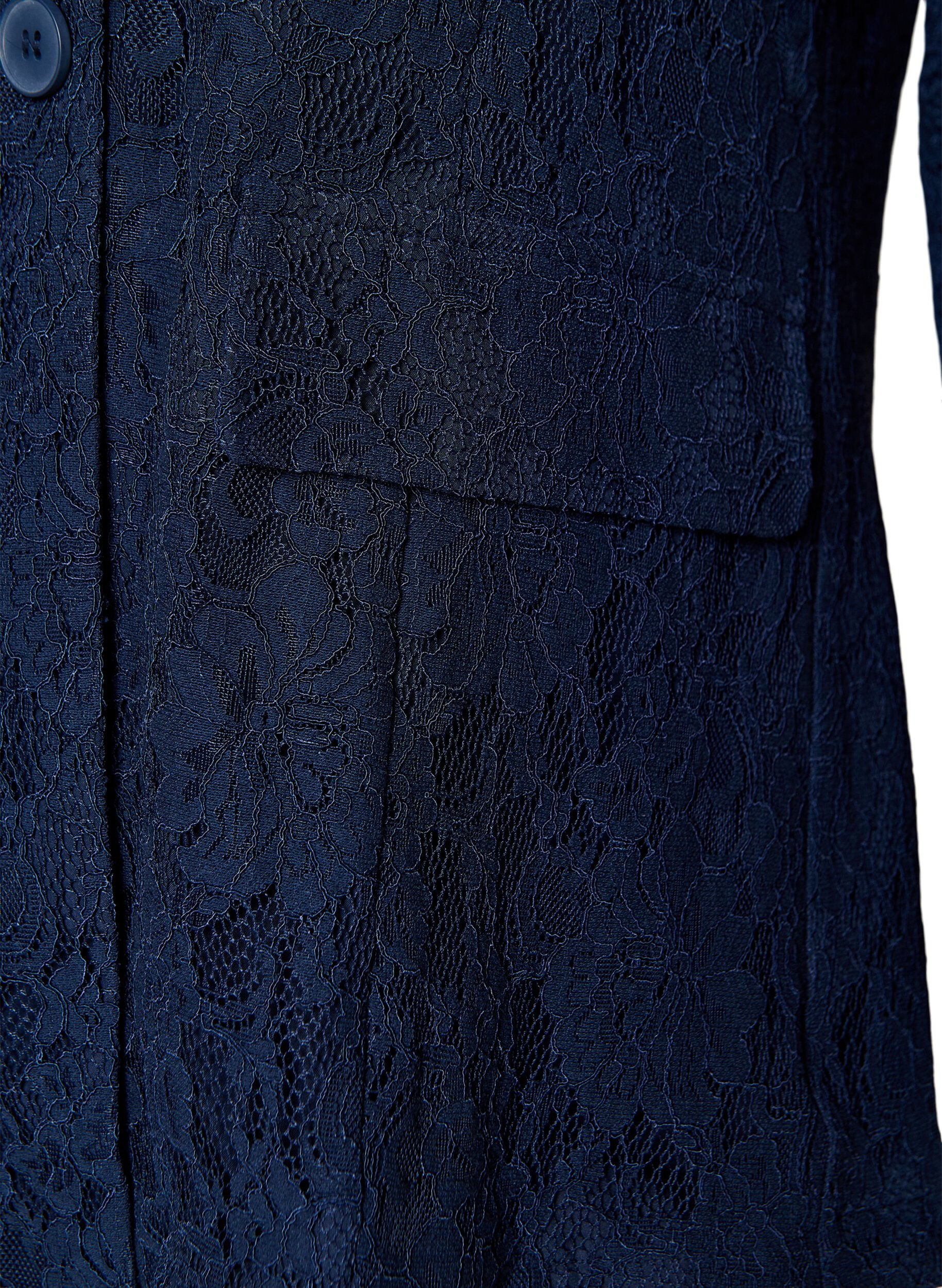 ZizziKanten blazer met knoopsluiting, Blauw, Packshot image number 3