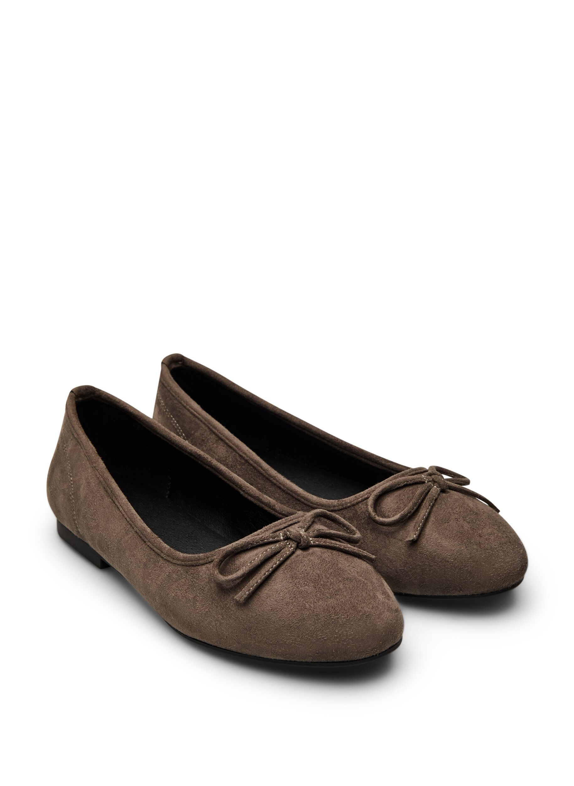 Zizzi Large - Ballerines en su&eacute;dine &agrave; n&oelig;ud, Marron, Packshot image number 1