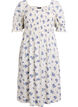 Robe midi en viscose &agrave; fleurs avec smock, Blanc, Packshot image number 0