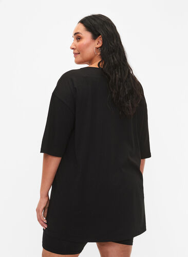 T-shirt oversize en coton avec imprimé, Black GOOD, Model image number 1