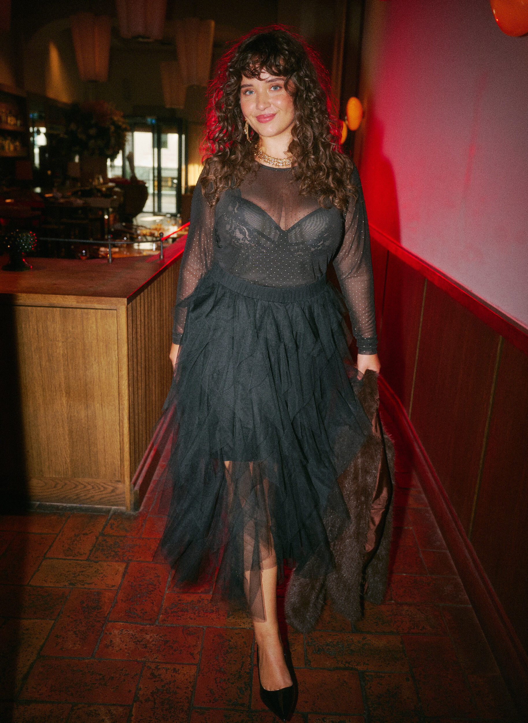 Jupe midi en tulle avec ceinture &eacute;lastique