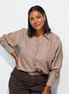 Chemise ample avec col en V, Marron, Model image number 0