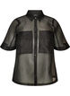 Transparant shirt met korte mouwen met borstzakken, Zwart, Packshot image number 0