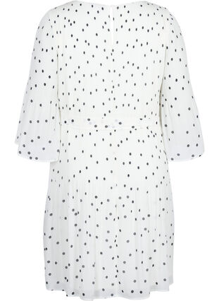 Robe plissée imprimée avec lien à nouer, Bright White w. Dots, Packshot image number 1