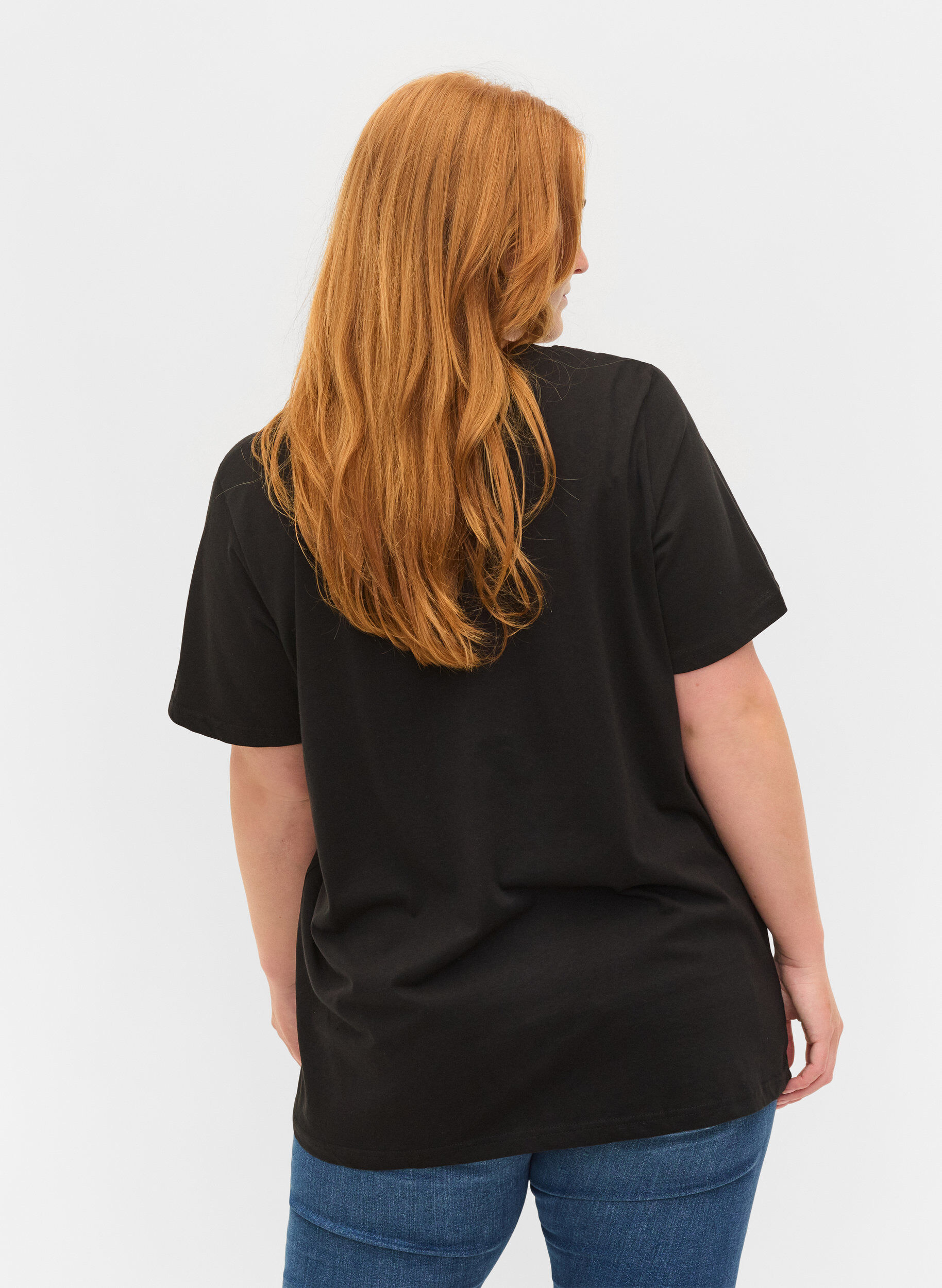 ZizziSet van 2 basic t-shirts in katoen, Black/Black, Model image number 1