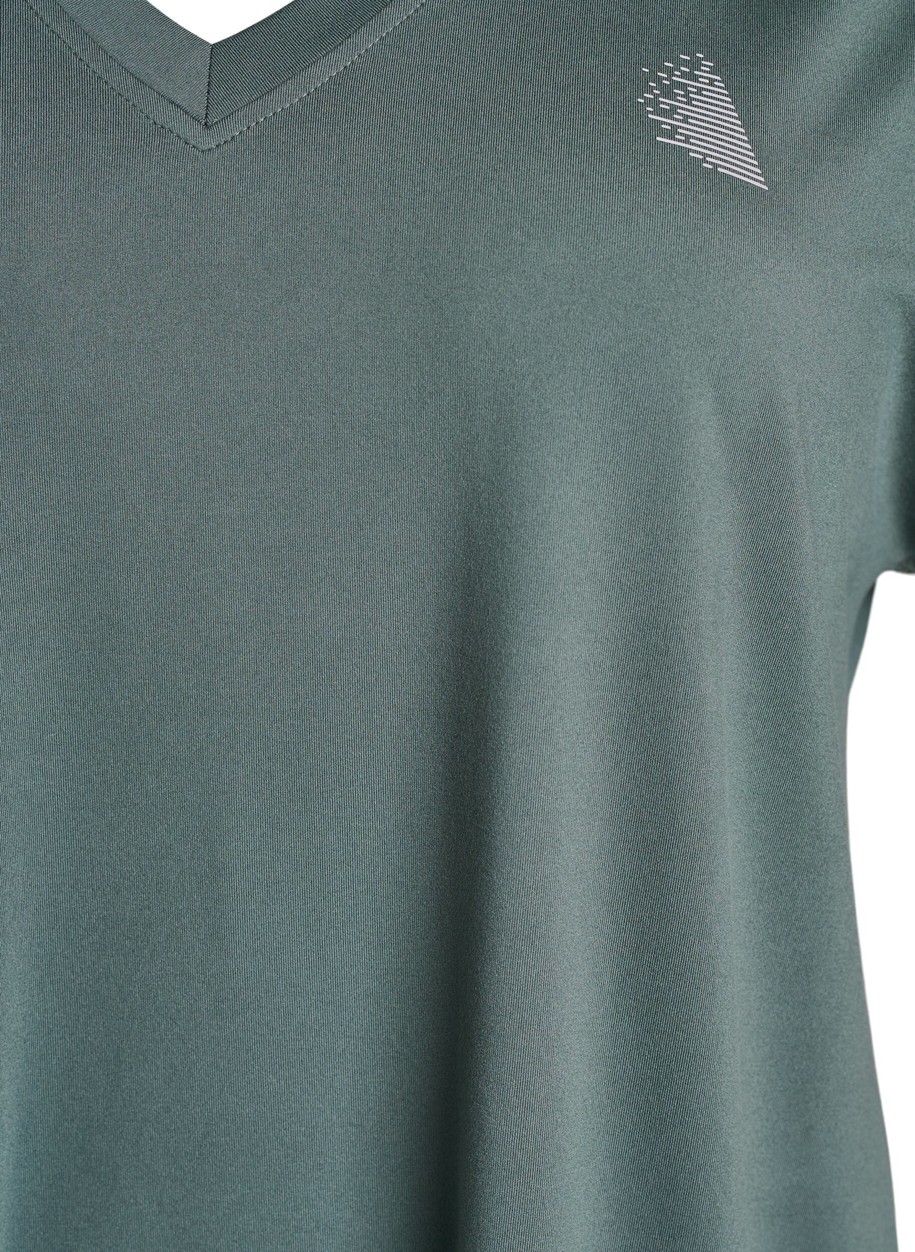 Zizzi T-shirt de sport ample avec col en v, Vert clair, Packshot image number 2