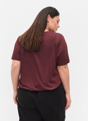 T-shirt à manches courtes en qualité côtelée, Vineyard Wine, Model image number 1