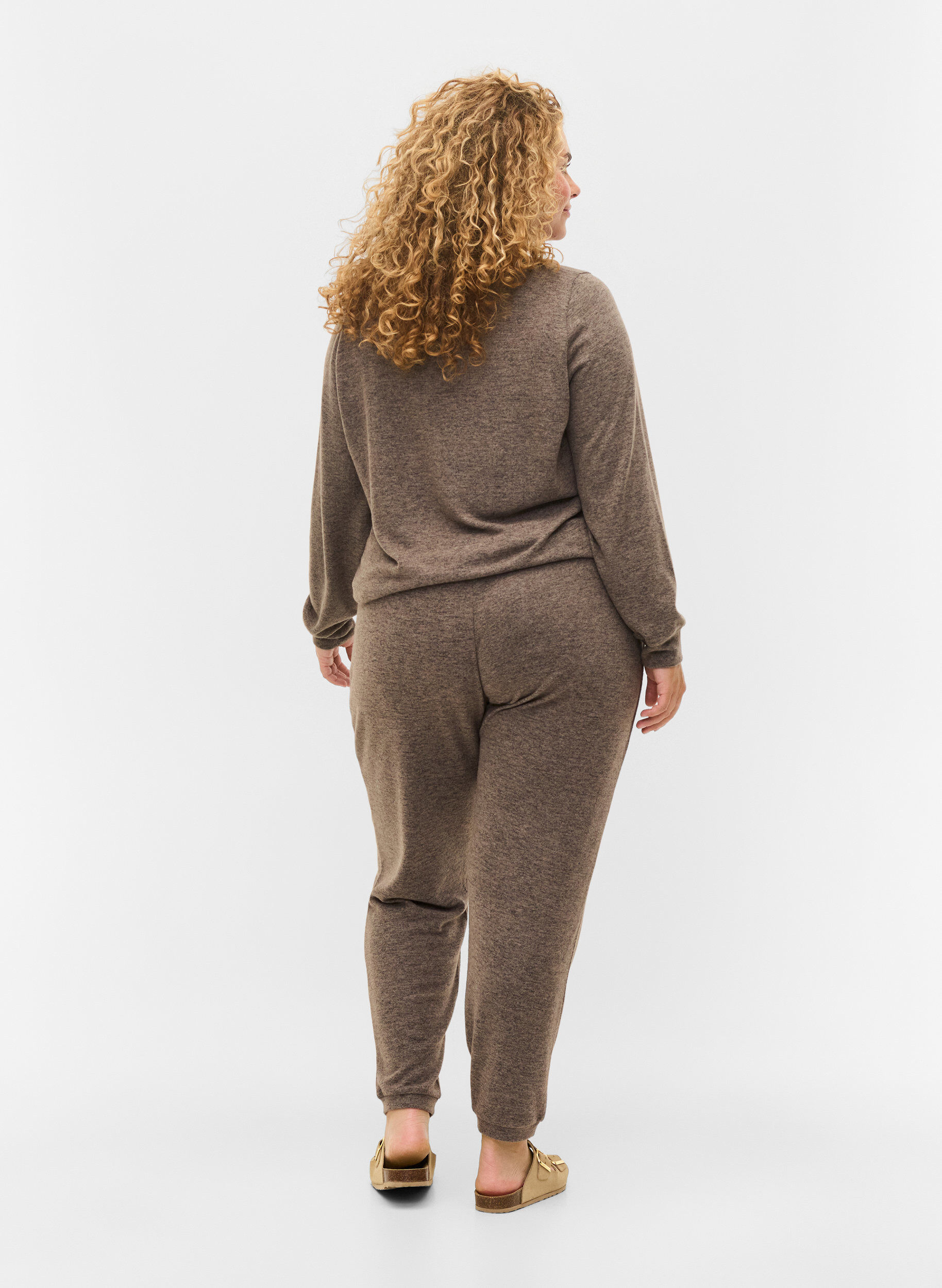 ZizziLosse broek in viscosemix, Falcon Melange, Model image number 1
