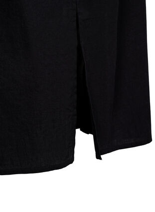 Lang shirt van katoenmix met linnen, Black, Packshot image number 3