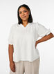 Blouse in linnen en viscose met mouwen 1/2, Wit, Model image number 0
