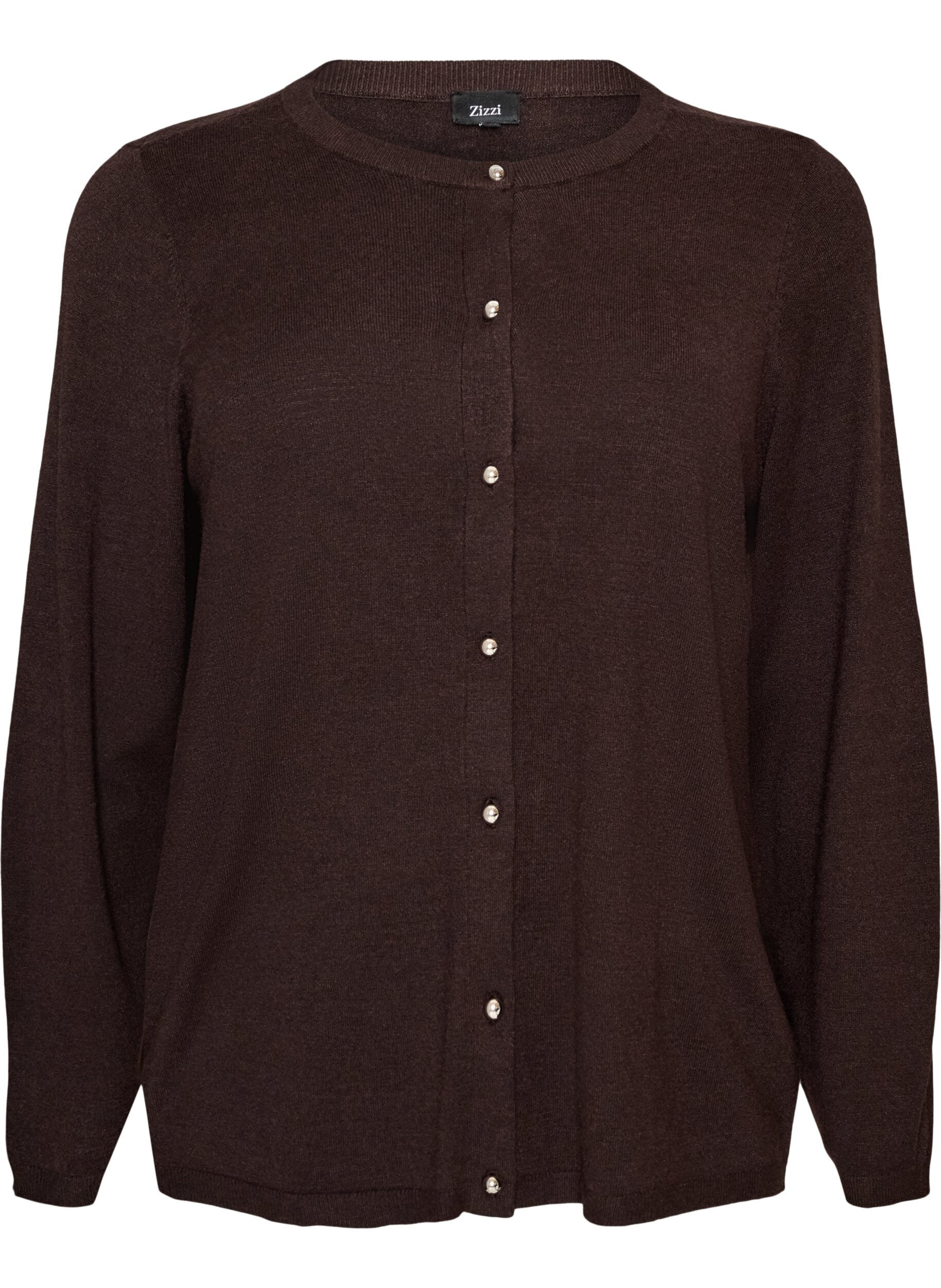 ZizziCardigan avec des boutons ronds, Marron, Packshot image number 0