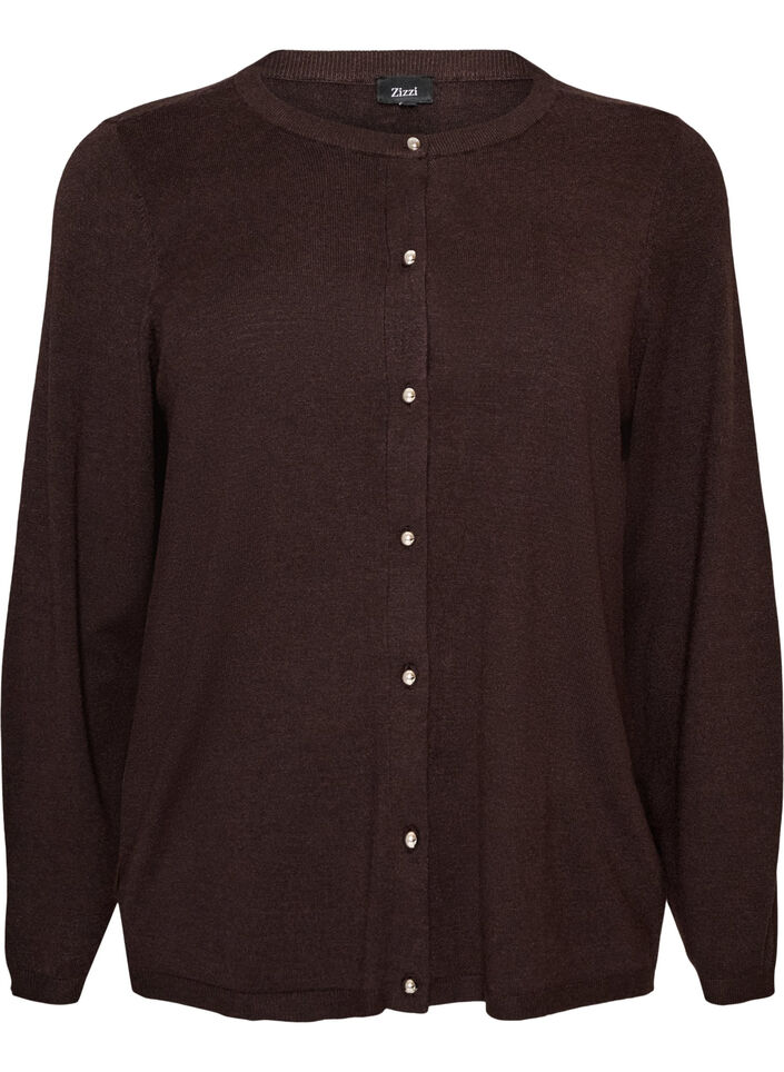 Cardigan avec des boutons ronds, Marron, Packshot image number 0