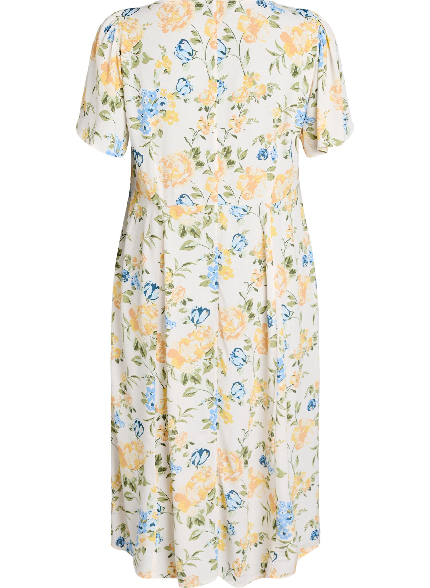 Zizzi Robe midi en viscose &agrave; imprim&eacute; floral, Bleu, Packshot image number 1