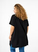 Lang shirt van viscose met korte mouwen, Black, Model image number 1