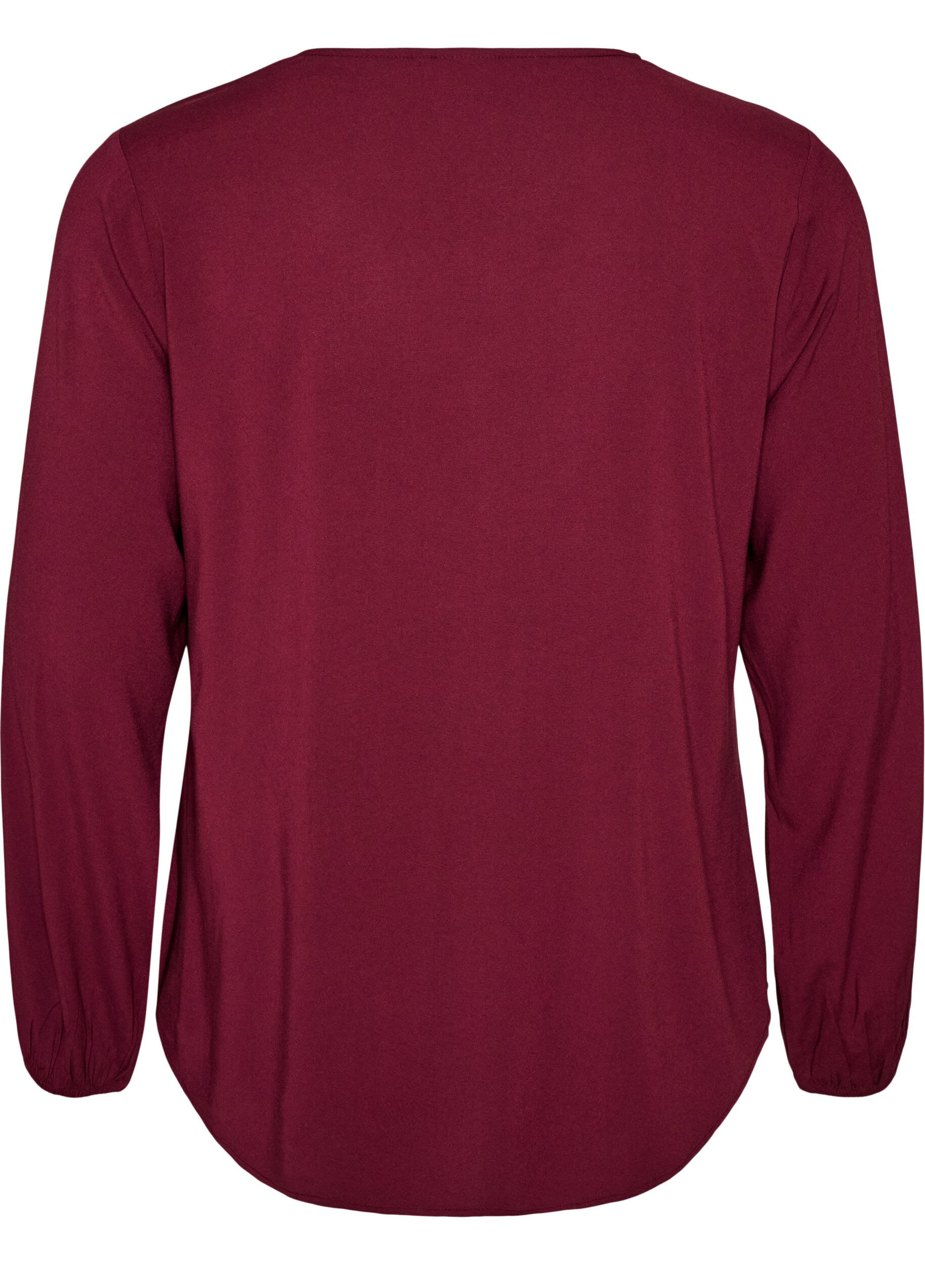 ZizziViscose blouse met V-hals en afgeronde zoom, Rood, Packshot image number 1