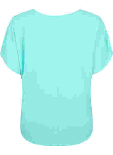 Top met korte mouwen en ronde hals, Turquoise, Packshot image number 1