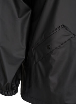 Veste de pluie courte avec capuche et fermeture boutonnée, Black, Packshot image number 3