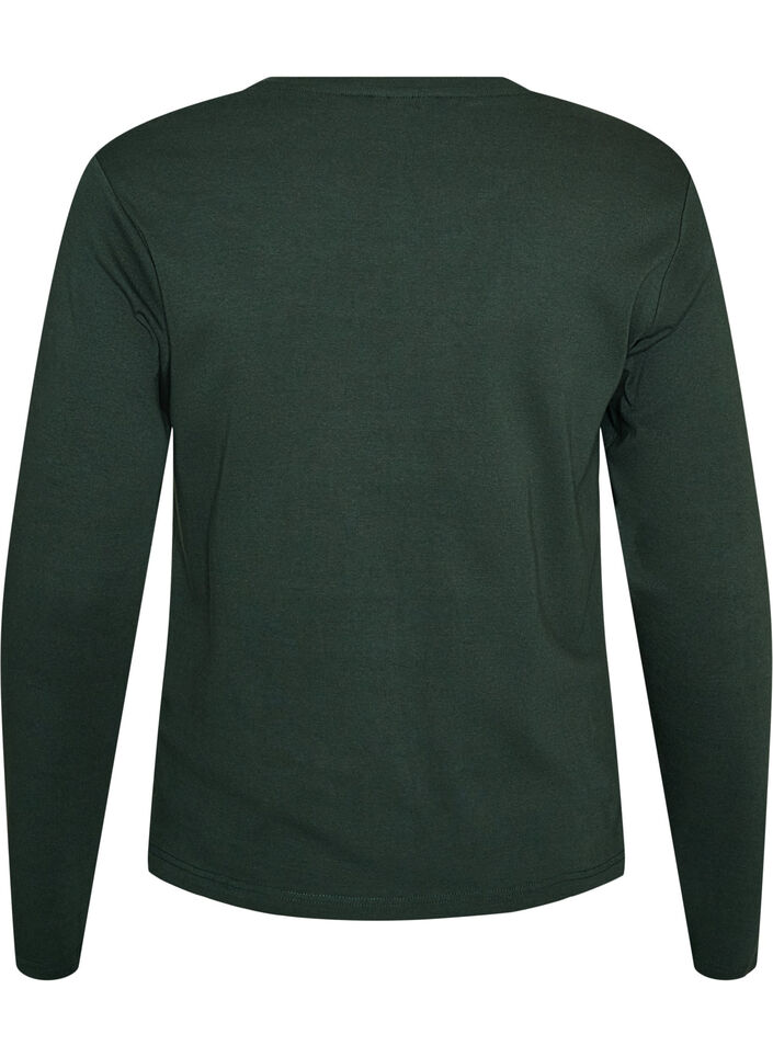 Basic T-shirt met lange mouwen en ronde hals, Groen, Packshot image number 1