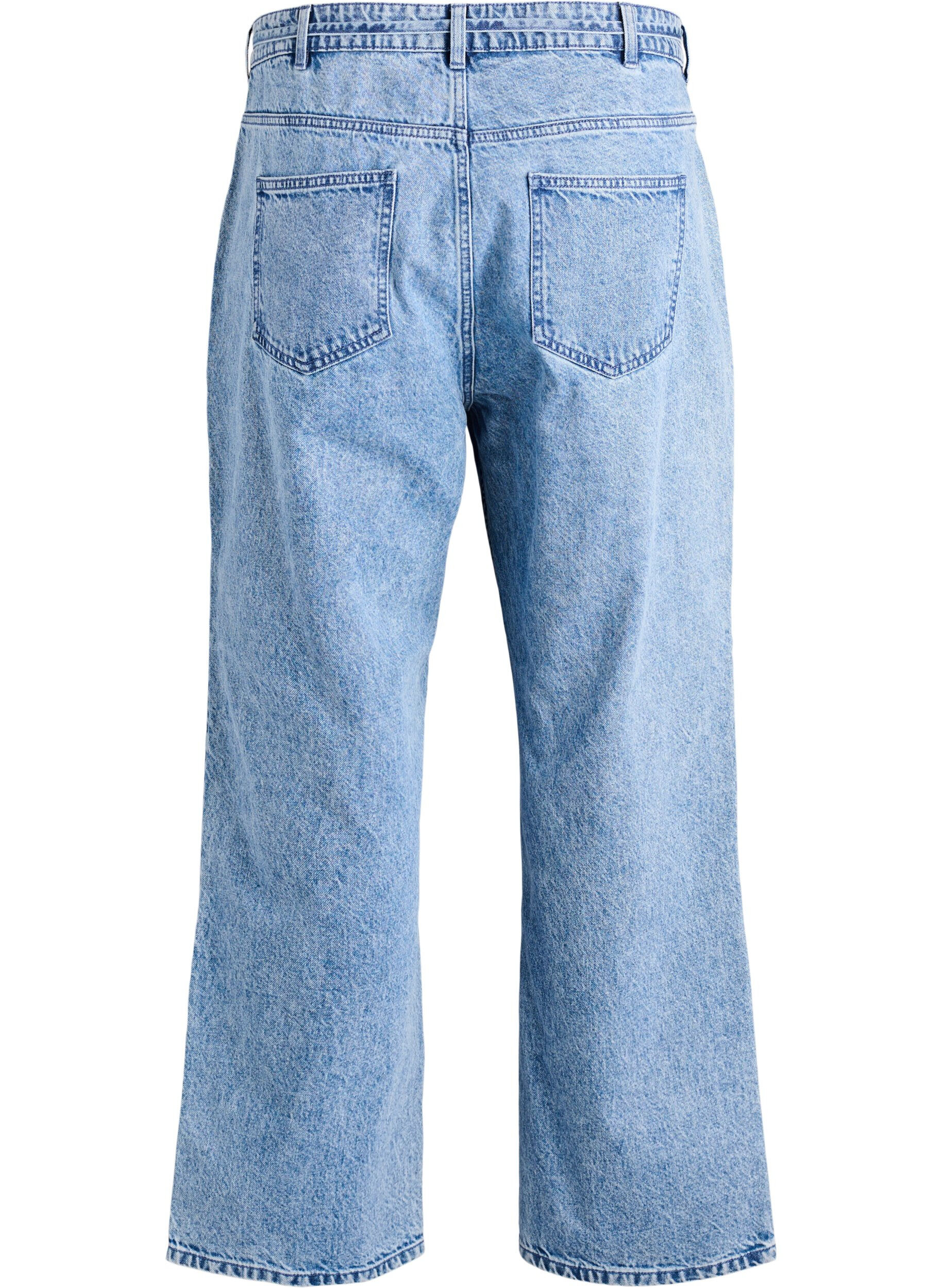 ZizziStraight-fit jeans met een strikceintuur, Blauw, Packshot image number 1