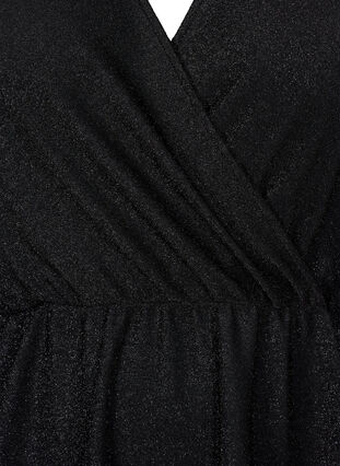 Robe scintillante avec aspect enveloppant et manches longues, Black Black, Packshot image number 2
