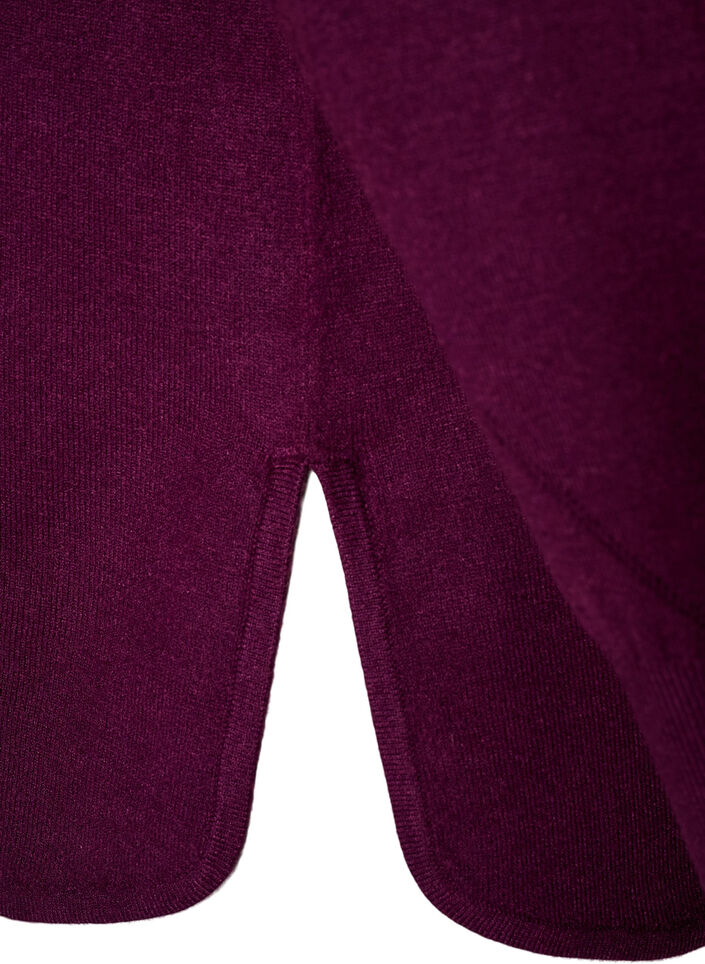 Chemisier en tricot avec col rond et motif tricot, Bordeaux, Packshot image number 3