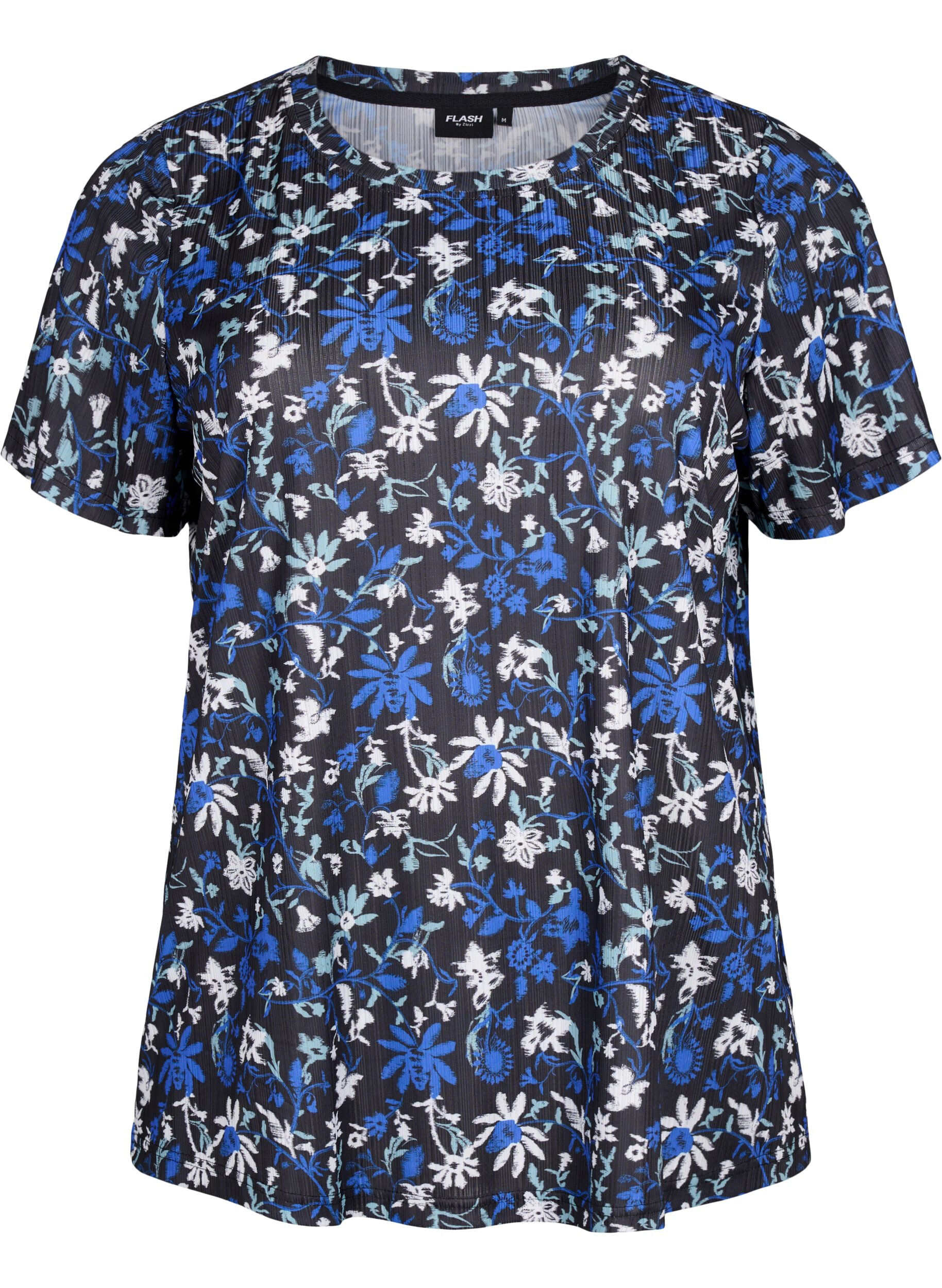 Zizzi FLASH &ndash; T-shirt &agrave; imprim&eacute; floral, Black Blue Green AOP, Packshot image number 0