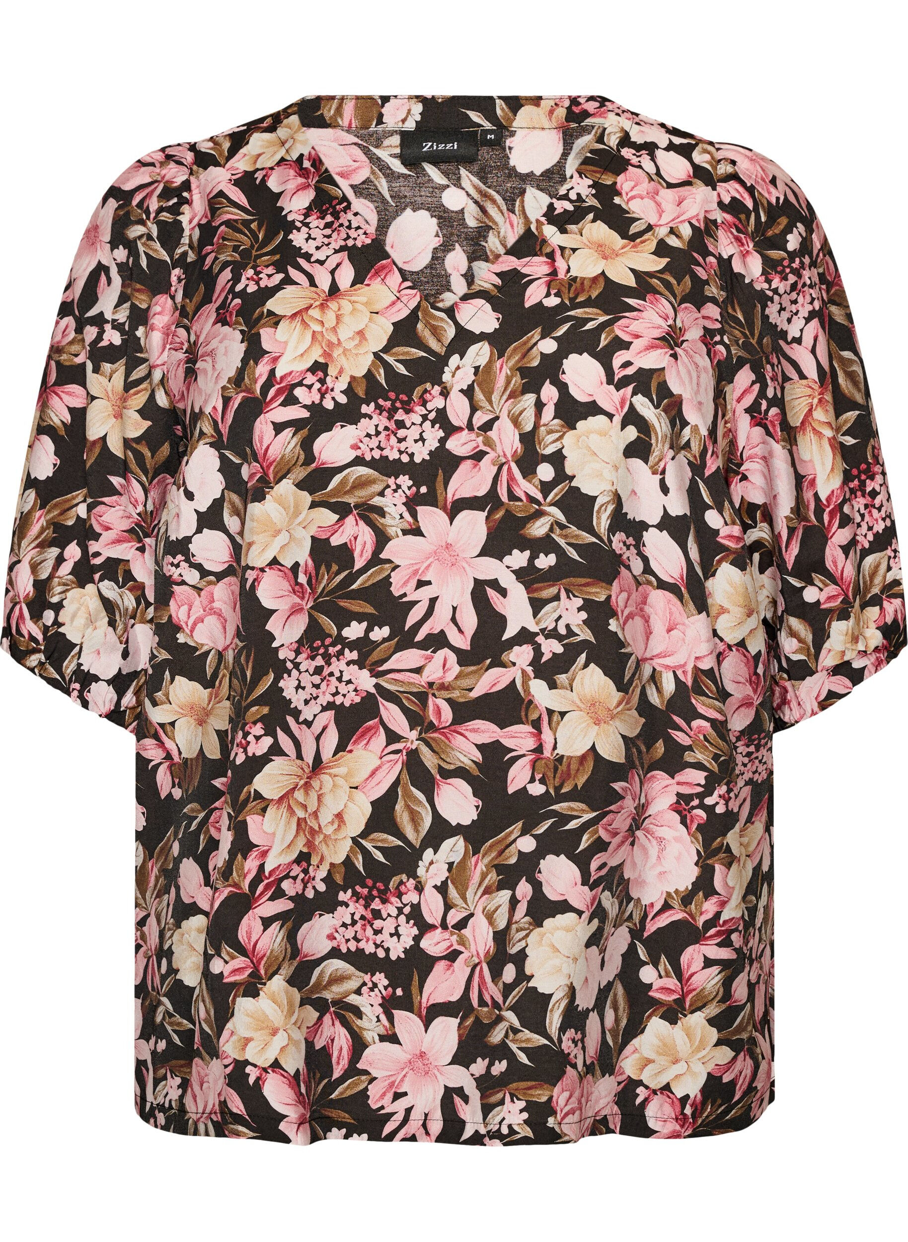 ZizziViscose blouse met V-hals, Roze, Packshot image number 0