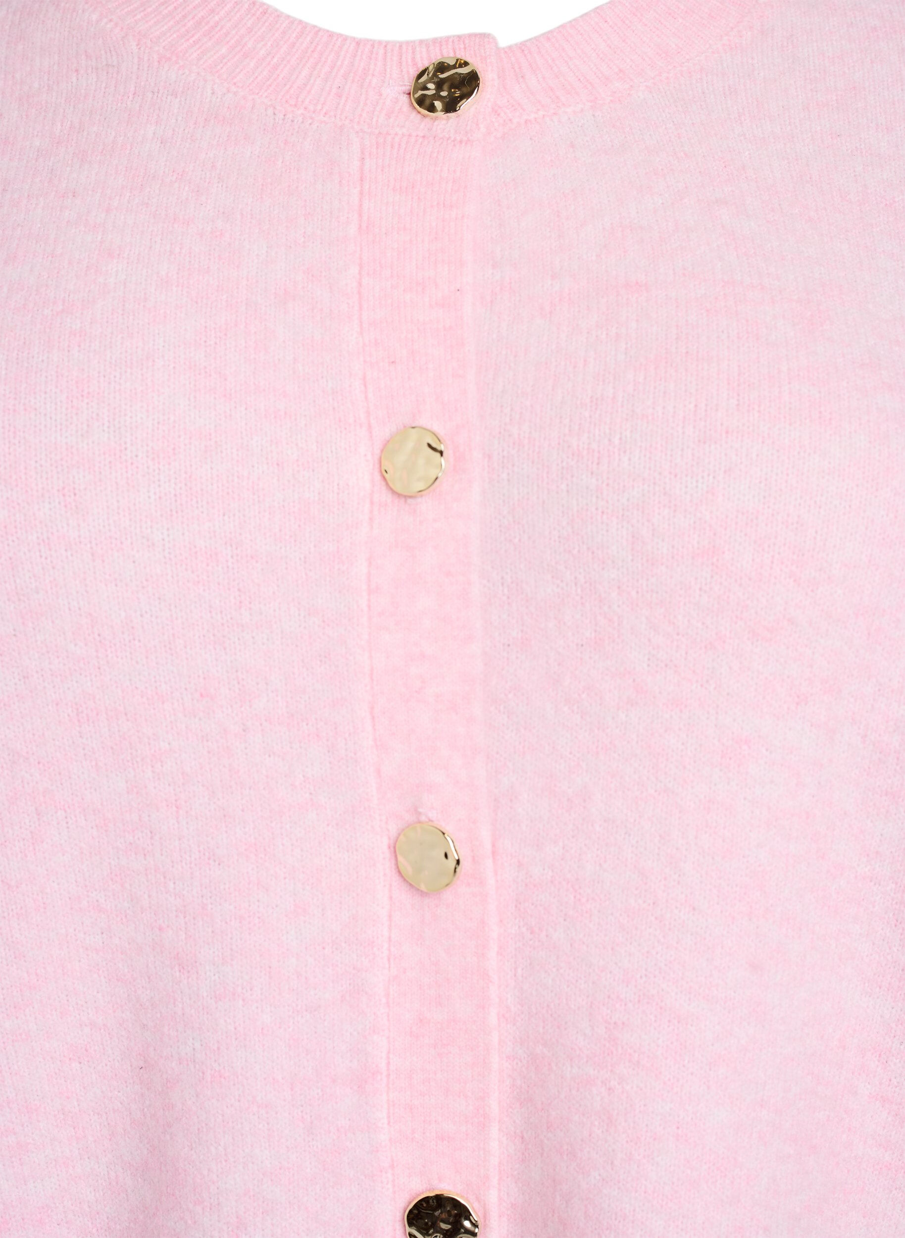 ZizziCardigan en maille douce avec boutons dor&eacute;s, Rose, Packshot image number 2