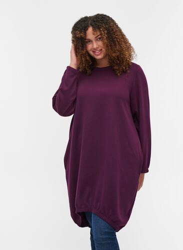 Plain, long-sleeved sweatshirt dress, Winter Bloom, Model image number 0