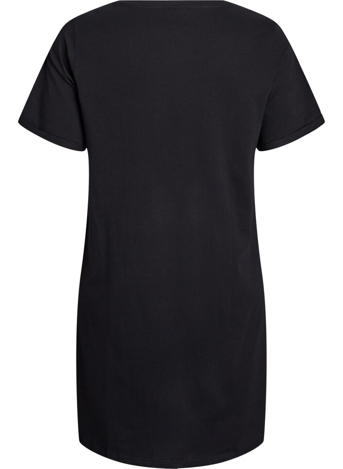 Chemise de nuit &agrave; manches courtes en coton biologique, Noir, Packshot image number 1