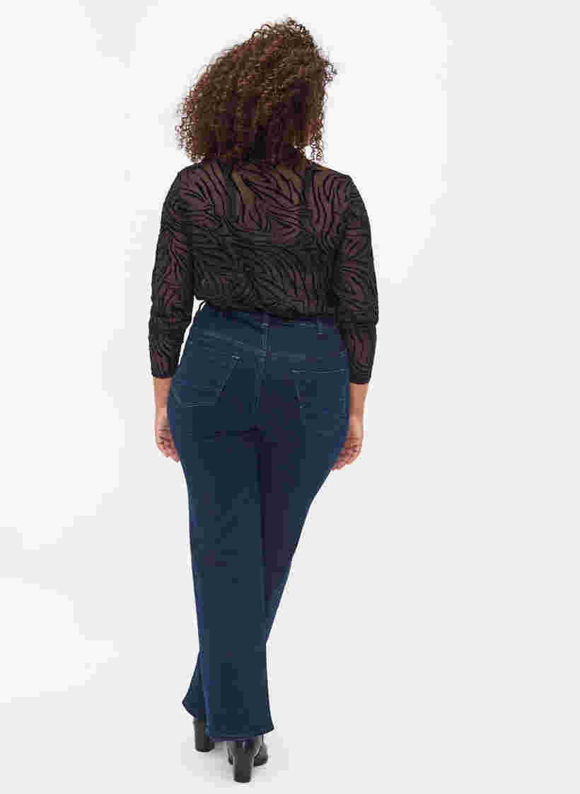 Jean Gemma à taille haute et coupe régulière, Dark blue, Model image number 1